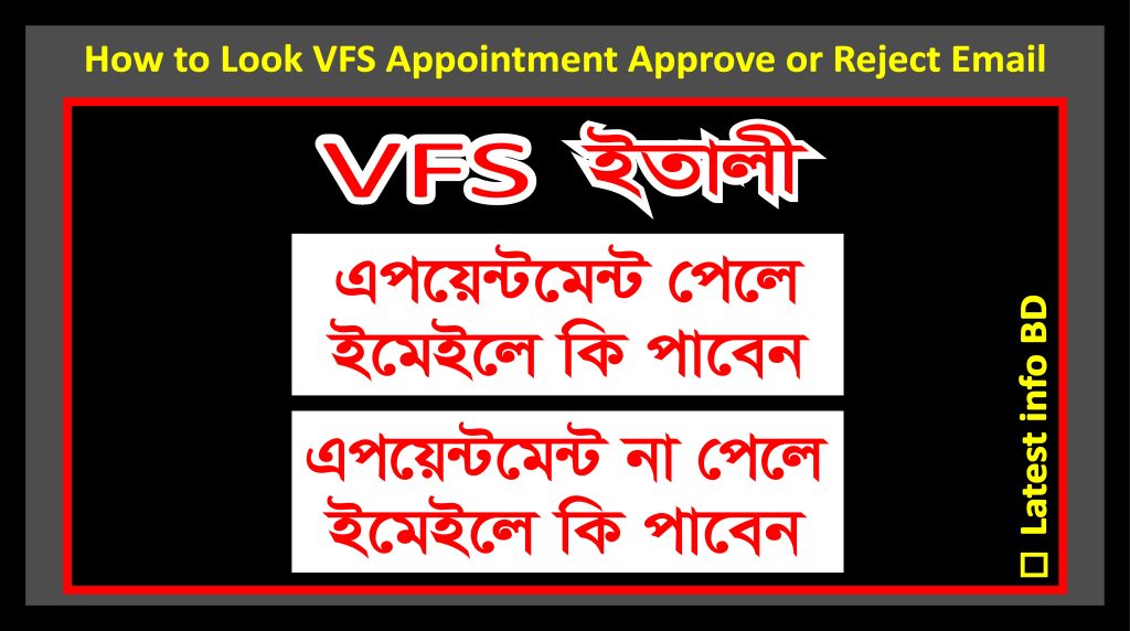 ইতালী এম্বাসীর এপেয়েন্টমেন্ট রেজাল্ট এর ইমেইল How to look VFS Appointment Approved or Reject Email